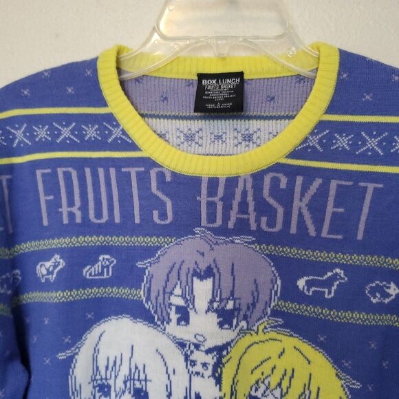 Fruits‎ Basket Large L Ugly Christmas Sweater Blue Anime Manga Boxlunch Acrylic - Picture 4 of 16